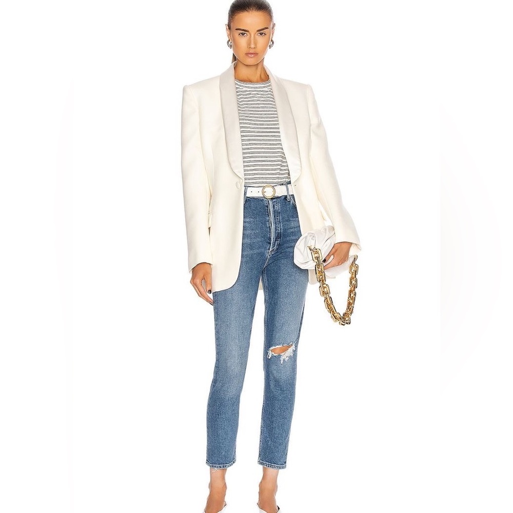 AGOLDE "THE NICO HIGH-RISE SLIM" Cropped Stretch Jeans In "SUBDUED"